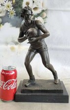 SIGNED TROPHY RUGBY PLAYER BALL BRONZE MARBLE BASE SCULPTURE DEAL picture
