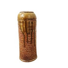 Artisan crafted Brown Glazed Tall Clay Pottery Oil Lamp Candle picture