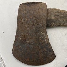 Antique M.W.H. Co. Single Bit Axe Head – Hand Made Red Forged Tool – Handle Flaw picture