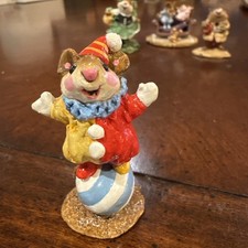 Vintage Wee Forest Folk WFF M-98 M-098 Clown Mouse Red Yellow Blue & White Ball picture