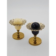 Vintage MCM Jameco Metal Daisy Salt & Pepper Shakers Individual Pedestal Base picture