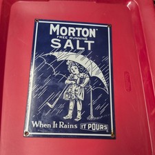 Vintage Morton Salt When it Rains it Pours Metal Sign Ande Rooney Very Nice  picture