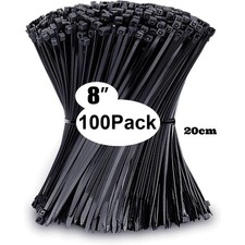 100/400PCS Black Cable Zip Ties 4 6 8 12in UV Resistant Wire Ties Assorted picture