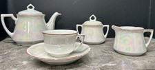 Antique Leuchtenburg Germany Pearl Lusterware Tea Set Rainbow Coloring picture