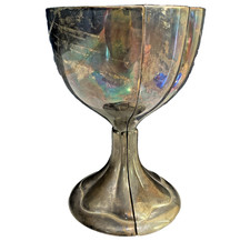 VTG Silver Plated Double Heart Wedding Anniversary Split Chalice GOBLETS 5.5” picture