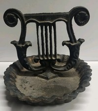 Vintage Antique Cast Iron Boot Scraper Victorian Harp Lyre Drip 1900's  picture