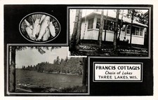 Three Lakes WI Wisconsin Francis Cottages Fishing Camp Motel Photo Postcard F59 picture