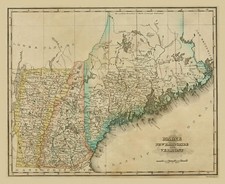 Map of MAINE NEW HAMPSHIRE VERMONT from 1825 - 8.5 x 11 Inch Photo Reprint picture