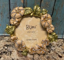 Bijou Metal Enameled & Genuine Crystals Picture Frame Floral picture