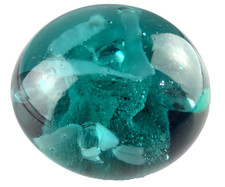 Vintage Glass Paperweight Lovely Deep Ocean Aquatic Blue  - B9 picture
