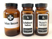 Vintage Perscription Medicine Pharmacy Bottles Brown Glass Mallinckrodt Merck picture