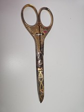 Vintage Toledo Spain Damascene Embroidery Sewing Scissors Gold Tone Ornate picture