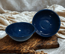 (2) Blue & White Speckled Enamelware Graniteware 6