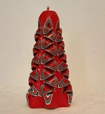 Vintage Red Ribbon Curl Candle 6” Unlit Holiday Fountain Jasco Korea 1970s picture