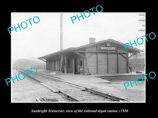 OLD POSTCARD SIZE PHOTO OF SUNBRIGHT TENNESSEE THE RAILROAD DEPOT STATION 1910 picture