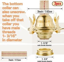 3 Pieces Oil Lamp Parts Burner Kerosene Brass Plated #2 Oil Lamp Chimney Holder picture