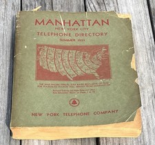 Summer 1933 MANHATTAN New York City NYC Telephone Directory Book Ephemera 30's picture