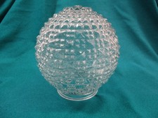 Diamond Point Pressed Glass Cut Ceiling Globe Light Fixture Replacement Vtg MCM picture