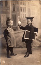 TWO FASHIONABLE AND ADORABLE LITTLE SCHOOL BOYS : NPG : RPPC picture