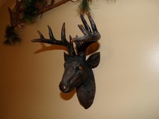 Rustic Stag Deer Head Wall Sculpture Hunting Cabin Lodge Decor Black Forest-ish picture