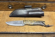 Fiddleback Forge Andy Roy Custom Knife - Box Elder w/ White & Black Liners - picture
