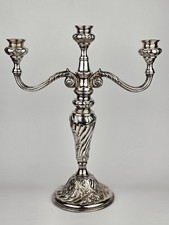 Vintage Ornate Scroll Rococo Revival Candelabra Candle Holder Silver Plated picture