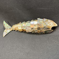 Vintage Articulated Fish Abalone Mother of Pearl Shell Bottle Opener picture