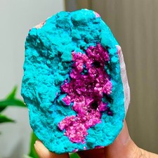 142G Natural Crystal Pink Cobalt Calcite+Chrysocolla Symbiotic specimen picture