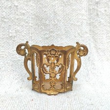 19c Vintage Gold Glided On Copper Floral Art Victorian Card Holder Collectibles picture