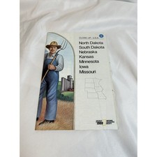 Vintage 1988 North South Dakota Kansas Closeup Map National Geographic Society picture
