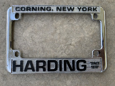 Vintage Aluminum Motorcycle License Plate Frame Corning New York Harding Harley picture