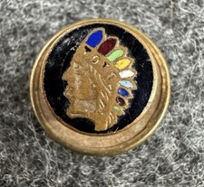 Antique Enamel TOTE Improved Order of Red Men Indian Head Screw Back Button Pin picture