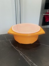 Vintage Tupperware Large Sheer Lid Lidded Tangerine Orange Bowl Container Round picture