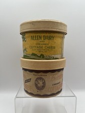 Vtg Cardboard Allen Dairy & Borden’s Cottage Cheese Containers Elsie the Cow VGC picture