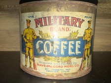 Scarce Antique Military Brand Coffee 1 Pound Tin St Joseph Missouri Denver Rare picture