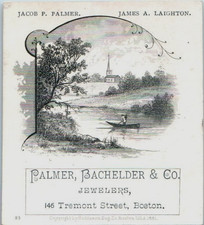 Victorian Trade Card 1881 Palmer, Bachelder & Co., Jewelers, Boston picture