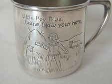 Vintage W.M. ROGERS & SON EPNS Baby Mug NURSERY RHYME Little Boy Blue picture