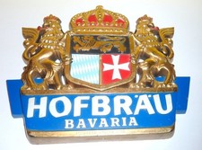Vintage Hofbräu Bavaria Beer Tap Handle Crest Bar Sign Embossograph Germany picture