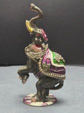 CIEL Jeweled Circus Elephant Trinket Box Enamel Austrian Crystal Hinged Figurine picture