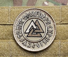 Viking Rune Valknut Coyote Desert Tan Multicam Tactical Patch Norse  picture