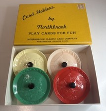 Vintage Playing Card Holders / By Northbrook /Set Of 4 / Spring Holders picture