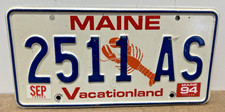 Vtg Maine Vacationland Lobster License Plate 1994 2511 AS picture