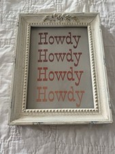 Howdy Western Framed Print 5x7 Distressed White Cowgirl Ranch Decor picture