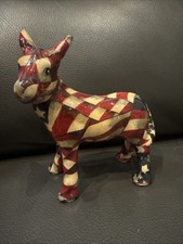 Vtg Dem Patriotic American Flag Donkey Figurine La Vie Glossy Red White Blue picture