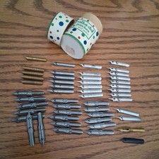 1930/40s EUC Dip Pen Nibs Lot of 48 Spencerian Subway Stub Esterbrook Radio Pen picture