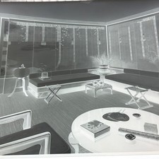 Vintage Large Format Negative Mid Century Modern Living Room Furniture Interior picture