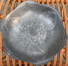 Antique Kayserzinn #4245 Art Nouveau Bowl Water Lilly Center And 3 Dragonflies picture