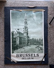 Original Vintage Brussels Belgium Travel Poster Grand Place City Tourism Advert picture