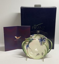 Franz Long Tail Hummingbird Iris Tray Porcelain Retired FZ00430 picture
