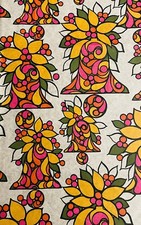 VTG CHRISTMAS WRAPPING PAPER GIFT WRAP PSYCHEDELIC FUNKY BELLS HOLLY 1960 NOS picture